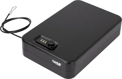 Produktbild von HMF 316-02 Sicherheitsbox mit Zahlenschloss, tragbarer Safe, Sicherungskabel, 29 x 19 x 6,5 cm, Schwarz