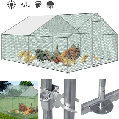 Produktbild von Jiubiaz Hühnerstall Hühnerhaus Saustierkäfig 3x4x2m Geflügelstall Außengehege Freilaufgehege Verzinkter Stahl Hühnerhaus