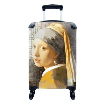 Produktbild von MuchoWow® Koffer Handgepäck Trolley Rollkoffer Kleine Reisekoffer mit 4 Rollen - Das Mädchen mit dem Perlenohrring - Gemälde - Vermeer - Cabin Size < 55x40x23 cm & 55x40x20 cm - Fotokoffer - Kabinenkoffer - Boardgepäck - Reise-Box - Reisekoffer - Reisegepäck - Koffer mit Bild - Trolley für Kinder