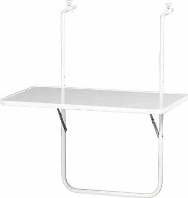 Produktbild von Balkonhängetisch 60 x 40 cm weiß Gestell aus Stahl in weiß, Tischplatte aus top in weiß