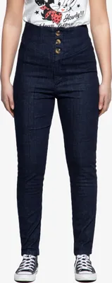 Produktbild von QUEEN KEROSIN High Waist Jeanshose Mit Kopfleiste Dunkelblau 31