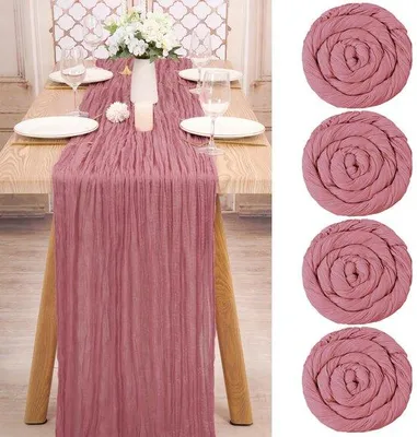 Obrázok produktu pre Rustikálny obrus, 300 cm, ružový s textúrou, polopriehľadný, z tylu, dekorácia do kuchyne, na párty
