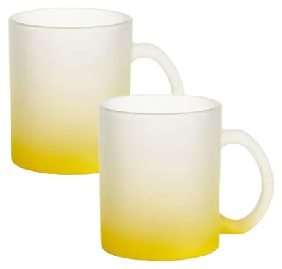 Produktbild von Plottermarie Sublimationsrohlinge Sublimations-Tassen für personalisierte Geschenkideen – Sublimationsrohlinge, Fotogeschenke, Personalisierung & DIY Glastasse farbig Yellow 2er Set