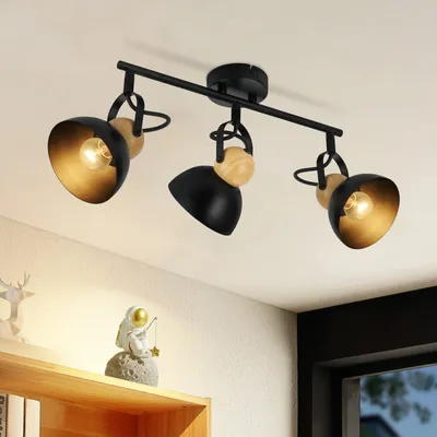 Immagine prodotto di ZMH faretto da soffitto nero vintage 3 fiamme retro faretto da soffitto E27 lampada da cucina orientabile 350° metallo industriale plafoniera da interno per cucina ingresso corridoio soggiorno camera da letto