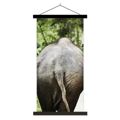 Produktbild von MuchoWow® Textilposter Elefant - Tiere - Grau - Natur 90x180 cm mit schwarzem Rahmen - Dekoration Wohnzimmer