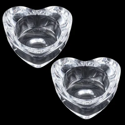 2er-Set Glas-Teelichthalter Herzform, transparent, 65x67x30 mm