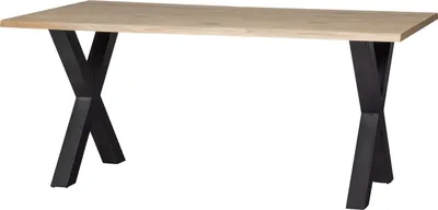 Produktbild von WOOOD Tablo Esstisch Baumstamm aus Eichenholz, X-Tischbein, 180 x 90 cm