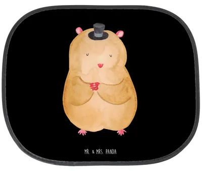 Produktbild von Mr. & Mrs. Panda Sonnenschutz Auto Hamster Hut - Schwarz - Geschenk, Zwerghamster, Zylinder, Sonnenblende, autofenster, Autoscheiben, Lustige Sprüche, Magier, Zauberer