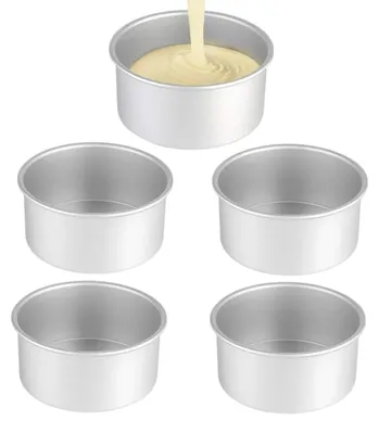 Immagine prodotto di Omgoods - Set di 5 mini teglie per torta, diametro 5 pollici - Teglie rotonde in alluminio