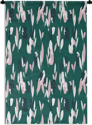 Produktbild von MuchoWow® Wandteppich Wandbehang Erdbeeren - Muster - Kaninchen 120x180 cm Tapisserie Dekoration Wandtuch - Schlafzimmer - Dekorationen für das Haus