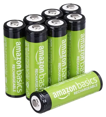 Produktbild von Amazon Basics 8er-Pack wiederaufladbare AA-NiMH-Batterien, 2000 mAh, 1,2 V, bis zu 1000x aufladbar, vorgeladen
