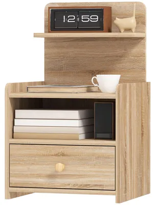 Immagine prodotto di Tavolino laterale marrone – Comodino moderno con spazio contenitivo | Colore: Marrone | Dimensioni: 40x35x66 cm
