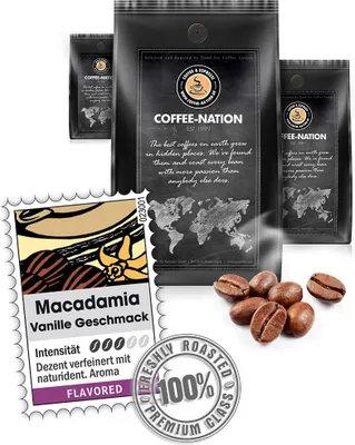 Produktbild von Kaffee MACADAMIA & VANILLA aromatisiert von Coffee-Nation, 500g Bohnen