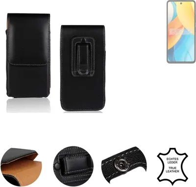 Produktbild von K-S-Trade Holster Gürteltasche Handy Hülle Schutzhülle kompatibel mit ZTE Axon 60 Lite Handyhülle Leder schwarz, 1x