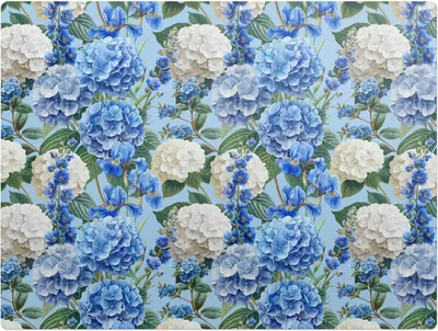 Produktbild von Blumenhortensienmuster – Bodenschutzmatte – Rutschfest – Schutzmatte für Büro – Vinylmatte – Stuhlunterlage  – 120 x 90 cm