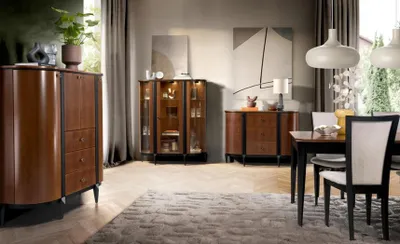 Produktbild von Wohnzimmer Set Holzmöbel Schrank Vitrine Stilvolle Kommode Komplett 3tlg