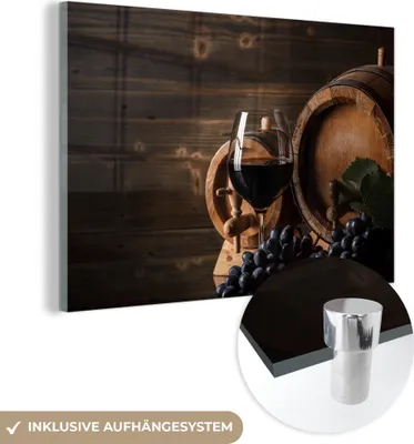 Produktbild von MuchoWow Glasbilder - Bilder auf Wandbild - Foto auf Glas Wein - Weinglas - Weintrauben - Glas 60x40 cm Wanddekoration aus Glas - Acrylglasbild - Acrylbilder - Glasfotos