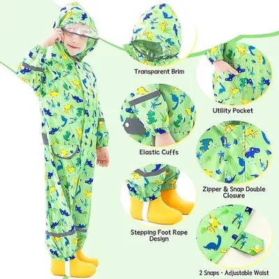 Productafbeelding van Famanu Kinderregenjas, waterdicht met capuchon - Lichtgewicht, uit één stuk, transparant