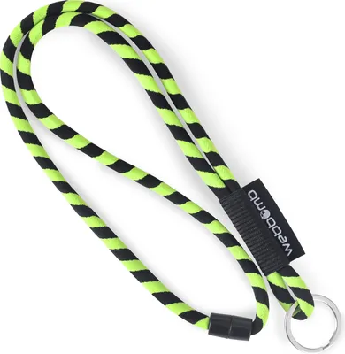 Produktbild von WEBBOMB® Tubular Lanyard Neongrün / Schwarz Schlüsselband weich lang mit Schlüsselring Schlüsselanhänger Kinder Umhängeband Keychain für Schlüssel