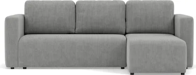 Image de Best Mobilier Canopy - canapé d'angle réversible 4 places convertible avec coffre en velours côtelé , Gris clair