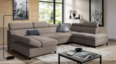 Image de AX LIVING Marron U Canapé avec fonction sommeil Olettio 342 cm D