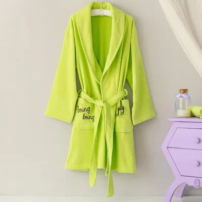 Immagine prodotto di Milk&Moo Cacha Frog accappatoio da donna in velluto, accappatoio da sauna con tasche, vestaglia in morbido e leggero velluto, lunghezza al ginocchio, felpato, taglia unica, verde