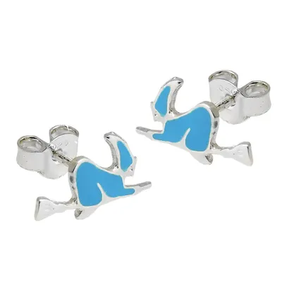 Produktbild von Ohrstecker Ohrring 6x12mm Kinderohrring Hexe blau-emailliert Silber 925 silber 6x12mm