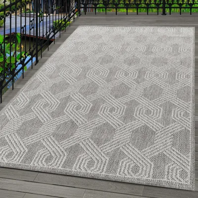 Produktbild von Koberceprodej24 Venkovní koberec odolný proti povětrnostním vlivům Vnitřní a venkovní moderní design Koberec do kuchyně Balkon Terasy Plochá vazba odolná proti povětrnostním vlivům Velikost 240x340 cm