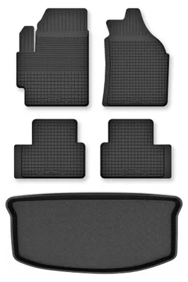 Productafbeelding van Rubberen automatten + kofferbakmat voor Opel Agila B 2008-2014 – 5-delig, zwart, op maat – Wielganizator Semi-Universal