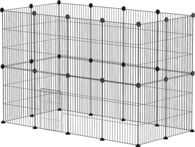 Produktbild von Freigehege für Kaninchen, Kleintiergehege Freilaufgehege, Meerschweinchen Gehege, Kleintiergehege aus Stahl, Gittergehege inkl. Tür, Indoor, 120 x 60 x 80 cm, Schwarz