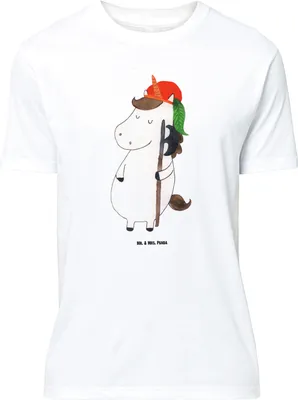 Produktbild von Mr. & Mrs. Panda Tshirt Einhorn Junge - Weiß - Geschenk, Bube, Einhörner, T-Shirt, in Übergröße, Shirt, Oversize, Unicorn, Mittelalter