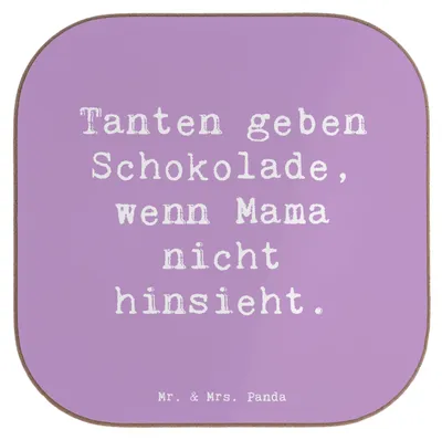 Produktbild von Mr. & Mrs. Panda Untersetzer Glas Spruch Tante Schokolade - Lavendeltraum - Geschenk, herzerwärmende Sprüche, Neffe, Verwandtschaft, Tasse, einzigartige Designs, Spaß