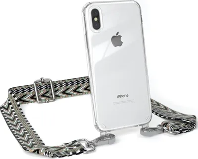 Produktbild von EAZY CASE Handykette - Verstellbarer Trageriemen kompatibel mit Apple iPhone X / XS, Handykordel mit transparenter Silikon-Hülle, Band in Grün