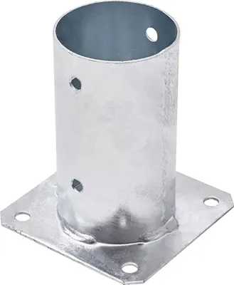 Produktbild von TRIBECCO® Aufschraubhülse für Rundholzpfosten Feuerverzinkt (Ø 80 mm) Pfostenträger Bodenhülse Rund Zaunträger Hülse Bodenplatte Anker