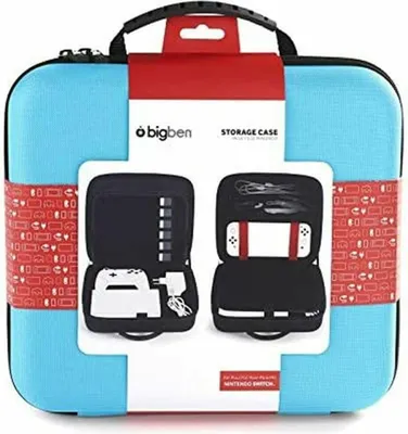 Productafbeelding van BigBen Nintendo Switch opbergkoffer, harde schaal, voor Nintendo Switch inclusief dockingstation: blauw