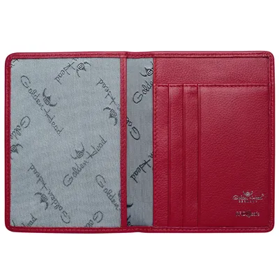 Image de Golden Head Cuir étui pour carte d'identité Madrid RFID Protect ID Case Red rouge