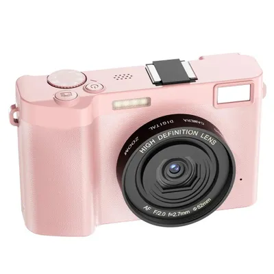 Produktbild von ZELURXX Digitalkamera 5K mit 64MP Sensor, 18X Zoom, Beauty-Filter, Selfie-Funktion, 1700mAh Akku - Kompaktkamera, Rosa
