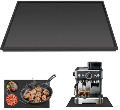 Produktbild von Kaffeemaschinen-Unterlage – Matte für Kaffeemaschine – Schützt die Arbeitsfläche – Erhöhter Spritzschutz – 48 x 30 cm – Schwarz