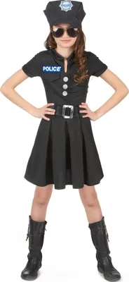 Produktbild von Polizei-Kostüm mit Kappe für Mädchen L 10-12 Jahre (130-140 cm)