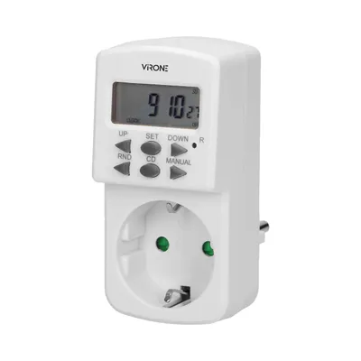 Image de Prise programmable ORNO VIRONE DT-2(GS), mini, 230 V, 1800 W, 10 programmes horaires, 12/24 heures, blanche