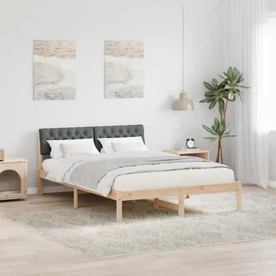 Image de Maison Exclusive - Sommier brun et gris foncé 135 x 190 cm en pin massif