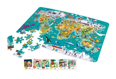 Obrázek produktu pro Dětské puzzle - Mapa světa 2 v 1