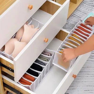 Faltbarer Kleiderorganizer für Unterwäsche und Socken, Set von 3 - faltbarer Kleiderorganizer, Mesh-Gitter, waschbar.