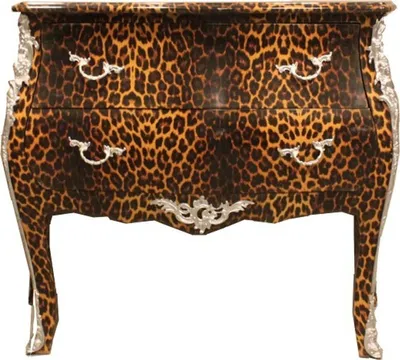 Produktbild von Casa Padrino Barock Kommode Leopard mit silbernen Metall Applikationen