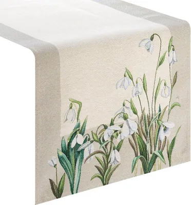 Produktbild von EUROFIRANY | Tischläufer - Mitteldecke - 45 x 140 cm - beige - Tischunterlage - Tischdecke - Blumenmuster