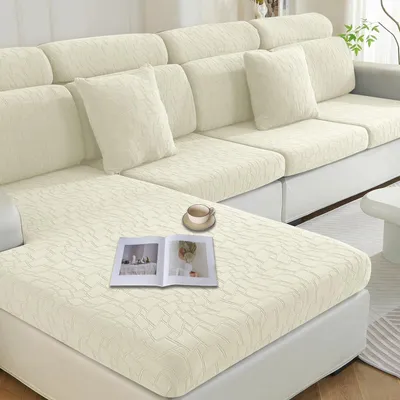 Immagine prodotto di Copertura elastica per cuscini del divano, forma a L, 2 posti singoli + chaise longue, color beige
