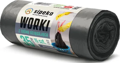 Obrázek produktu pro LDPE pytle na odpadky s páskou SIPEKO 35L 15ks. ČERNÝ