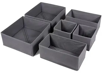 Produktbild von Faltbox Aufbewahrungsbox Stoffbox Kleiderorganizer - 28 x 28 x 12 cm - 4 Stück - Grau - Für Schrank und Schublade