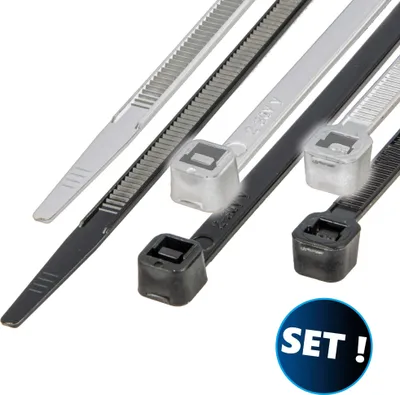 Produktbild von MASTERPROOF PROFESSIONAL Kabelbinder-Set 30-teilig 4,8 mm x 290 mm, je 15 x schwarz/weiß, UV-beständig