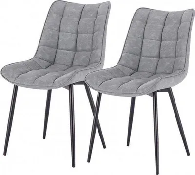 Immagine prodotto di Sedie da pranzo - Set da 2 - Pelle finta -  - Design moderno - Grigio chiaro